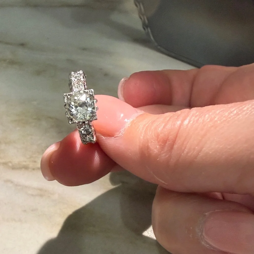 1940’s old mine cut ring set in STERLING - Picture 3 of 4